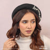 HDC X Emily In Paris Black Beret with Pearls, Crystals & Eiffel Tower Embellishement